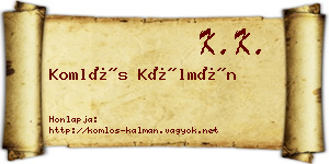 Komlós Kálmán névjegykártya